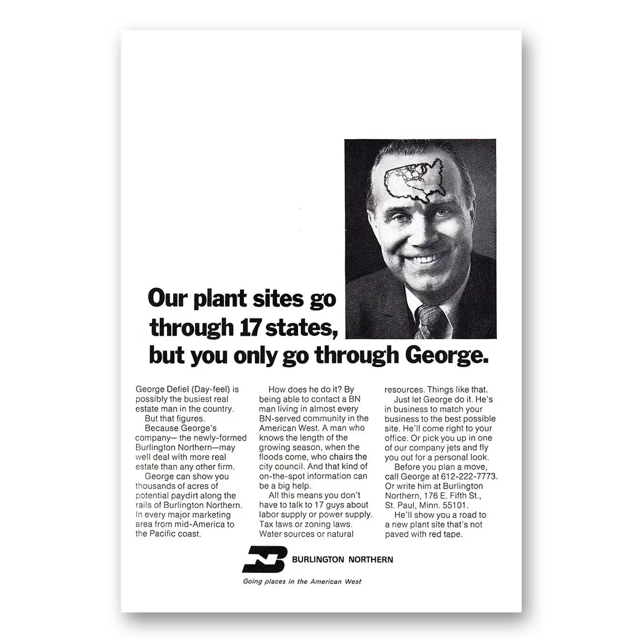 1970 Burlington Northern Our Plant Sites Go Through 17 States Vintage Magazine Print Ad