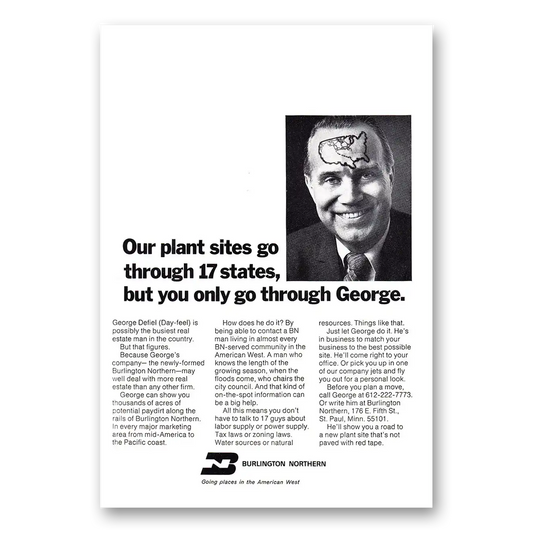 1970 Burlington Northern Our Plant Sites Go Through 17 States Vintage Magazine Print Ad