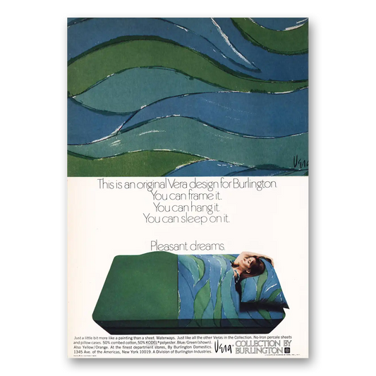 1970 Burlington Domestics Vera Collection You Can Frame It Vintage Magazine Print Ad