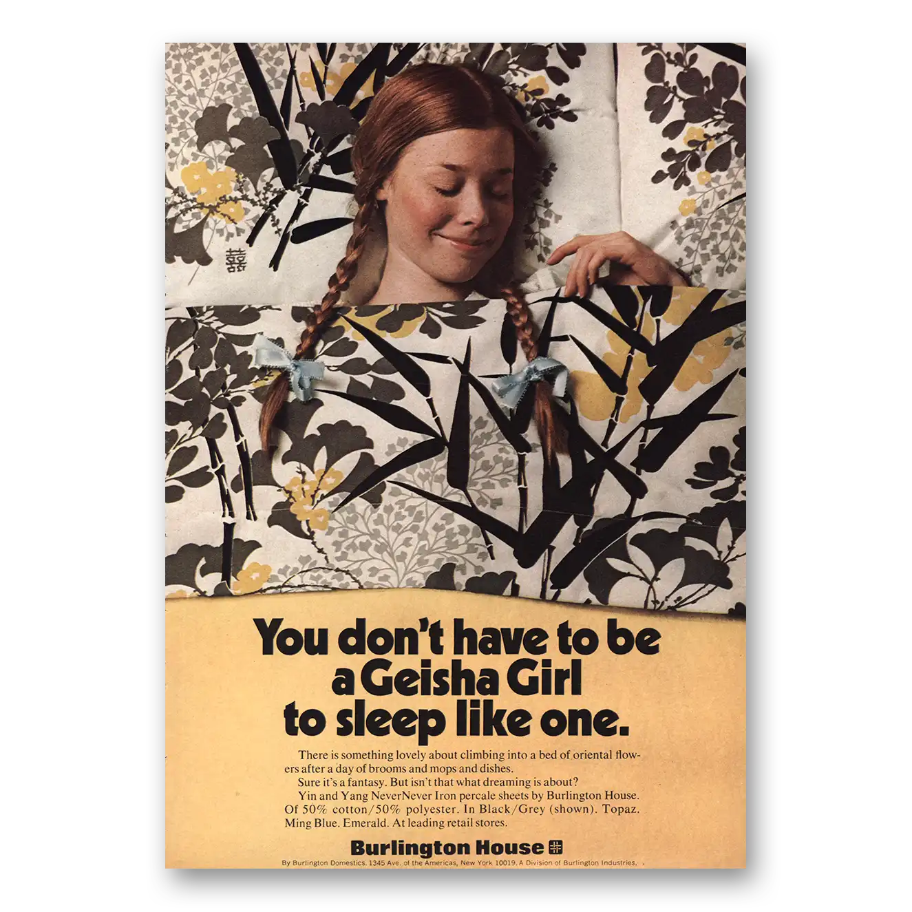 1970 Burlington House Geisha Girl Vintage Magazine Print Ad