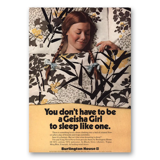 1970 Burlington House Geisha Girl Vintage Magazine Print Ad