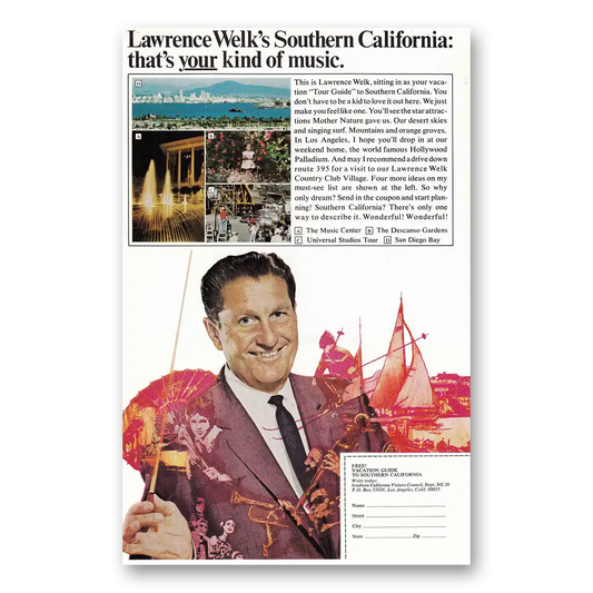 1970 Southern California Lawrence Welk Vintage Magazine Print Ad