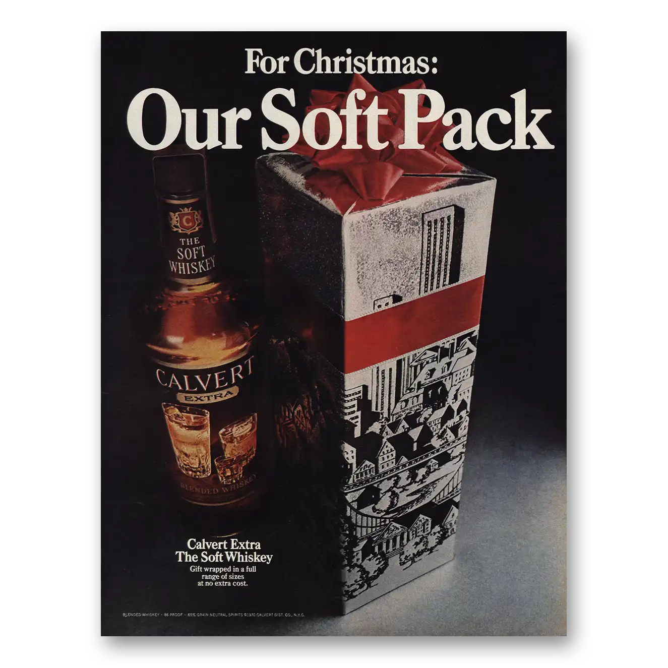 1970 Calvert Whiskey Christmas Our Soft Pack Vintage Magazine Print Ad