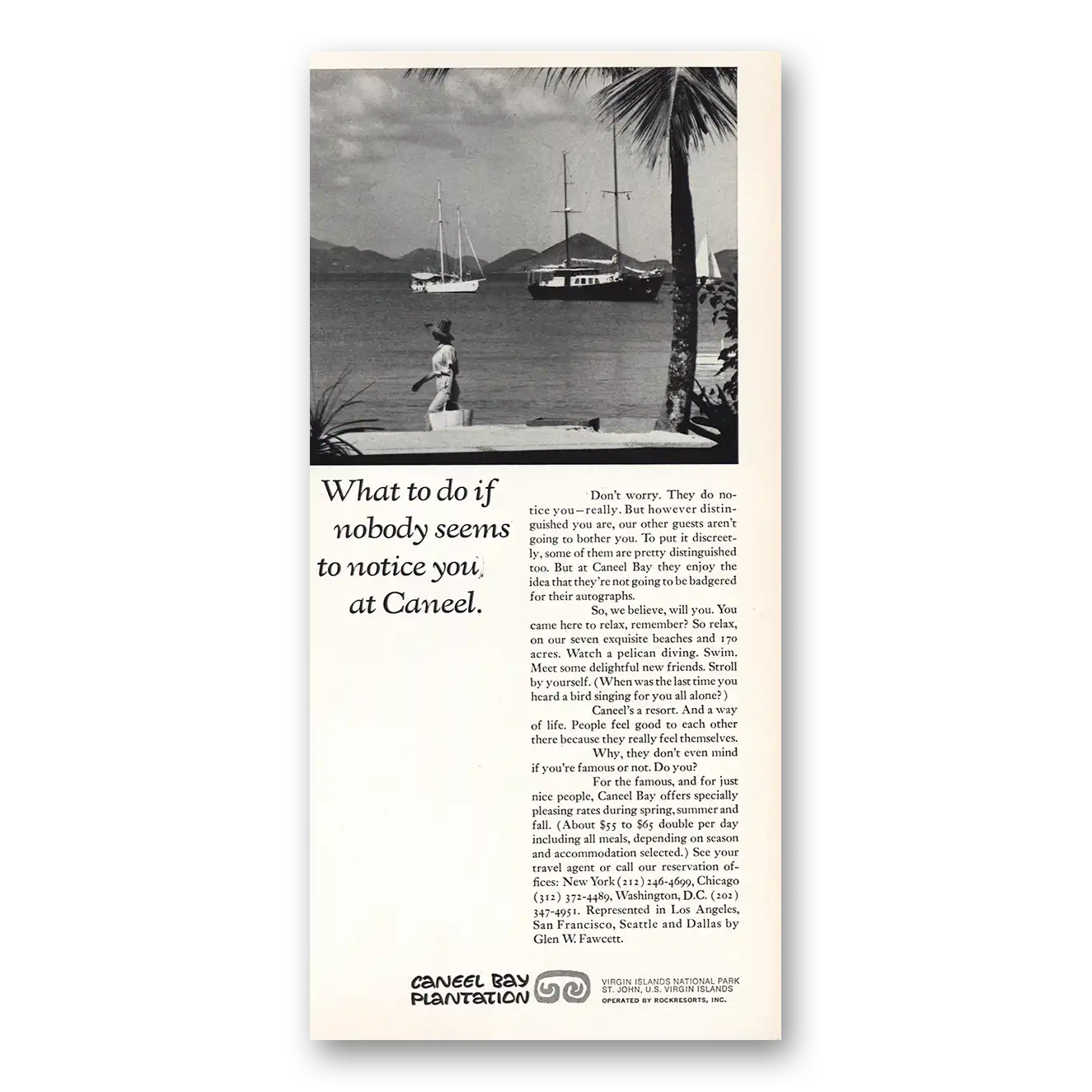 1970 Caneel Bay Plantation Nobody Seem to Notice You Vintage Magazine Print Ad