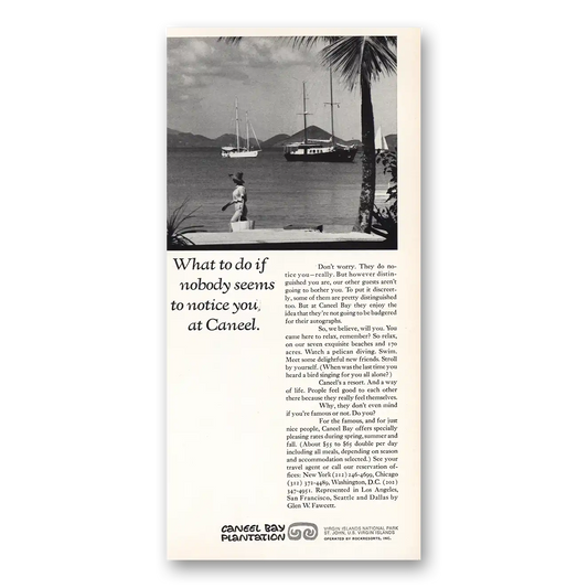 1970 Caneel Bay Plantation Nobody Seem to Notice You Vintage Magazine Print Ad