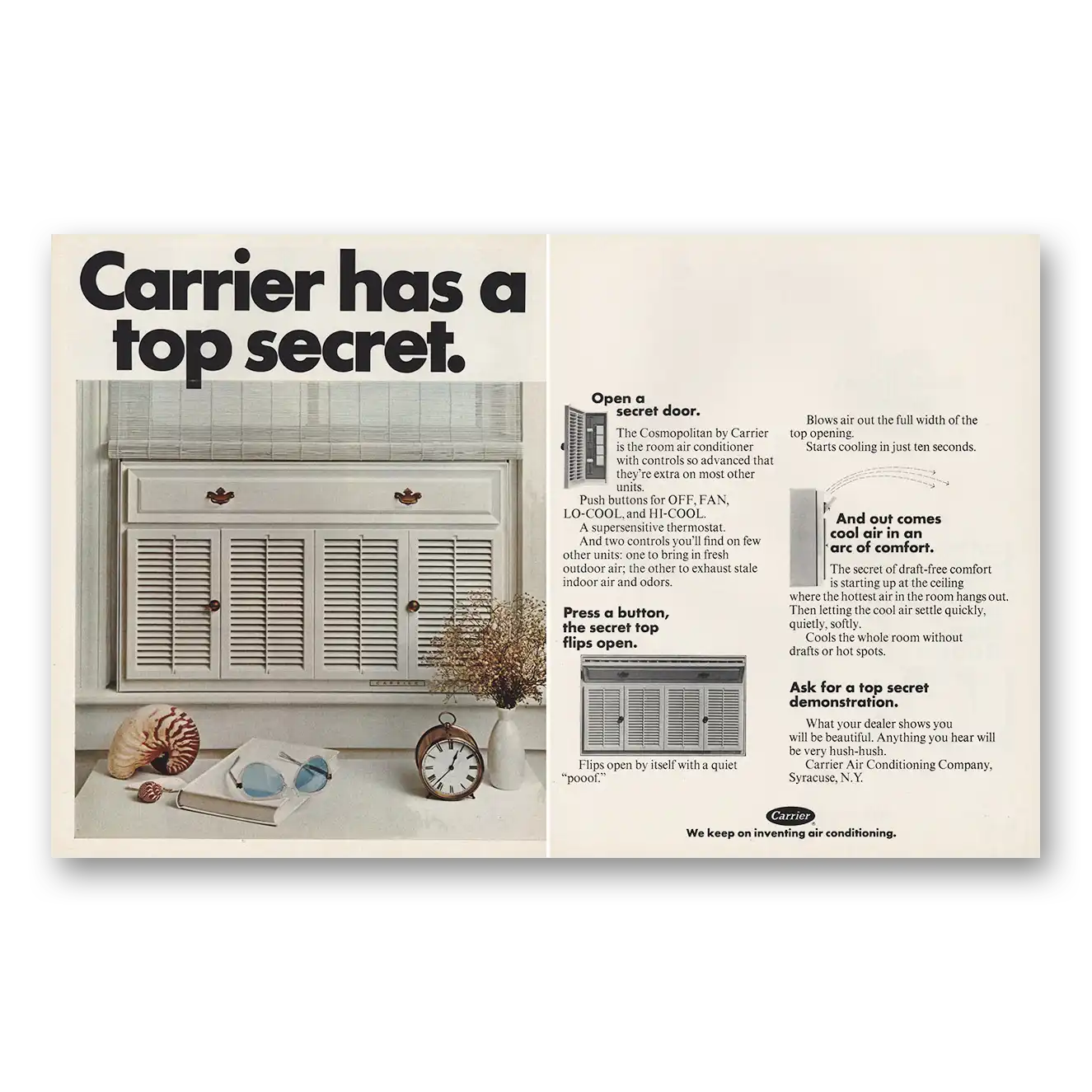 1970 Carrier Air Conditioning Has a Top Secret Vintage Magazine Print Ad