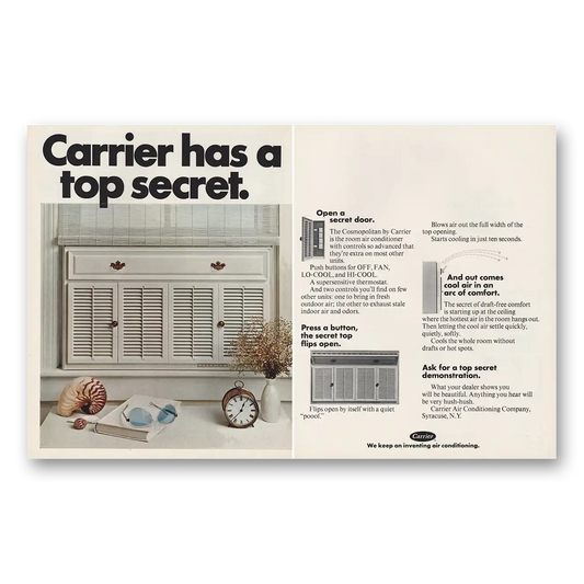 1970 Carrier Air Conditioning Has a Top Secret Vintage Magazine Print Ad