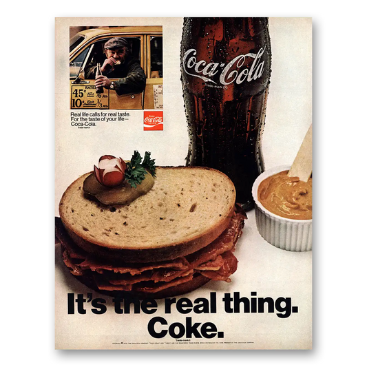 1970 Coca Cola Real Thing Taxi Driver Vintage Magazine Print Ad