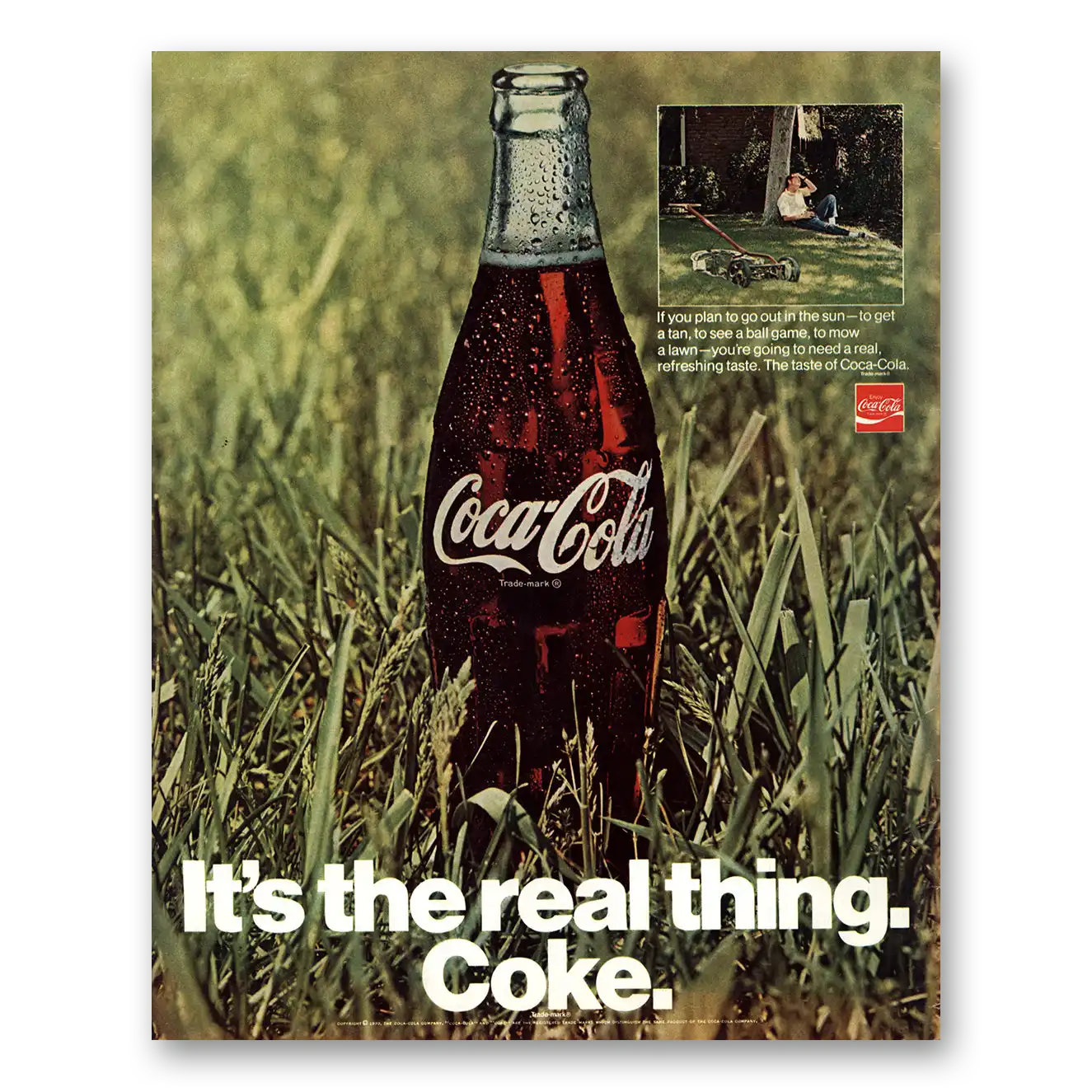 1970 Coca Cola You Plan To Go Out In the Sun Vintage Magazine Print Ad