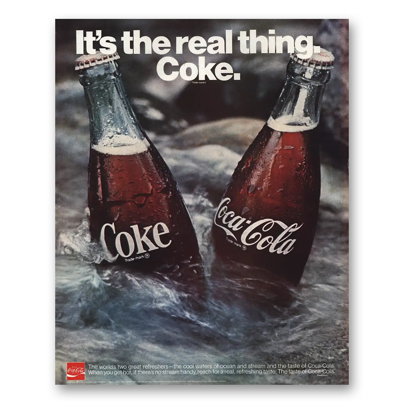 1970 Coca Cola Worlds Two Great Refreshers Vintage Magazine Print Ad