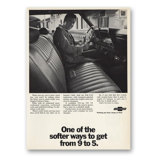 1969 Chevrolet Impala Softer Ways to Get From 9 to 5 Vintage Magazine Print Ad