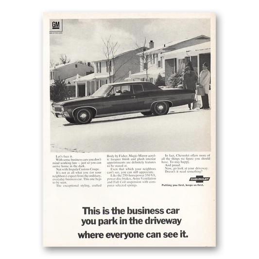 1969 Chevrolet Impala Custom Business Car Park In Driveway Vintage Magazine Print Ad