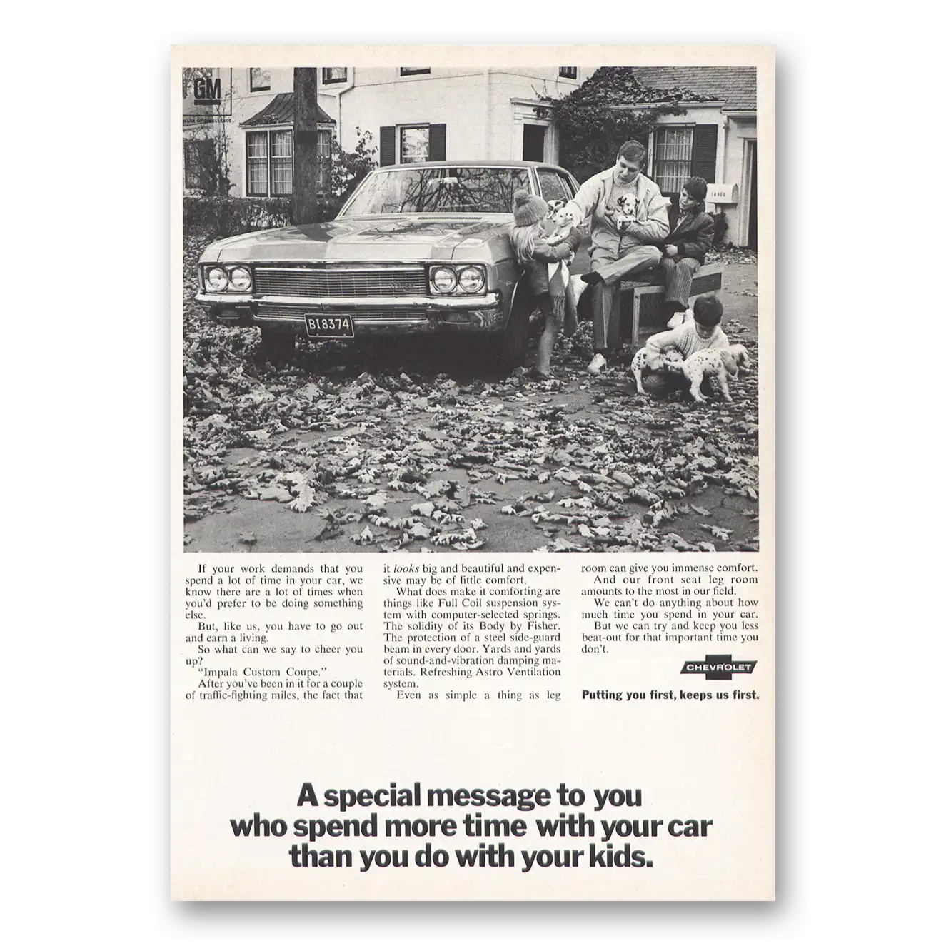 1969 Chevrolet Impala Spend More Time With Car Than Kids Vintage Magazine Print Ad