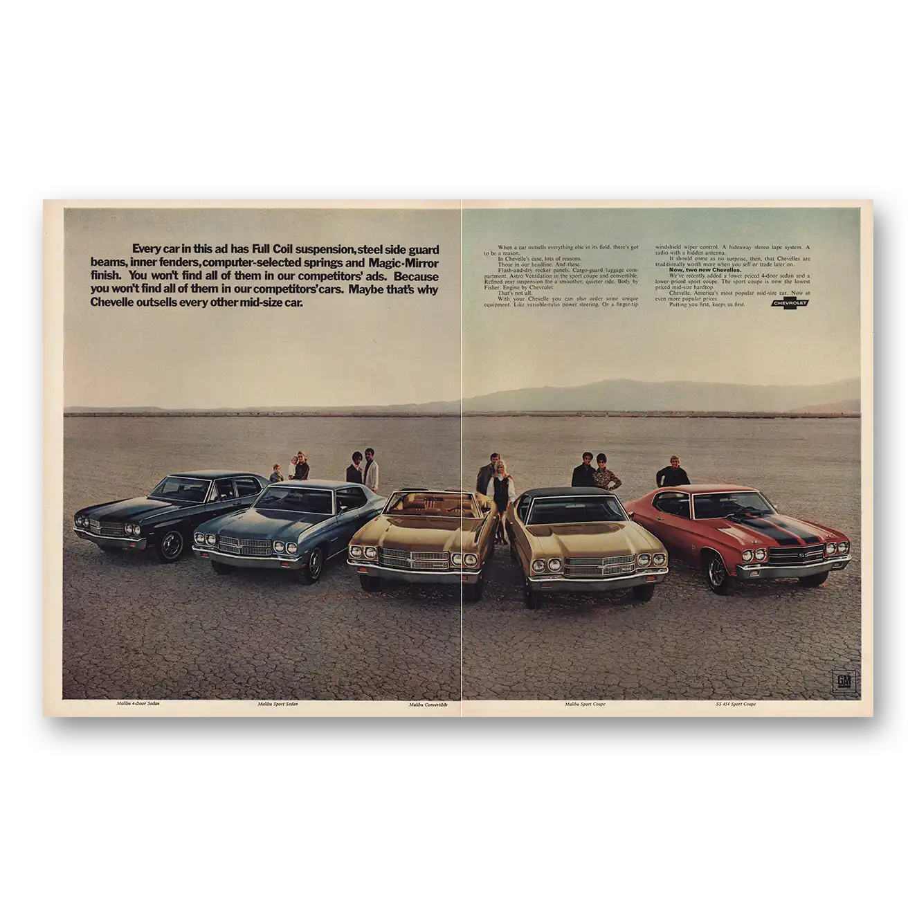 1970 Chevrolet Chevelle Every Car In This Ad Full Coil Suspension Vintage Magazine Print Ad