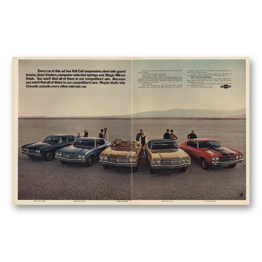 1970 Chevrolet Chevelle Every Car In This Ad Full Coil Suspension Vintage Magazine Print Ad