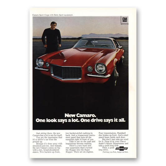 1970 Chevrolet Camaro One Look Says a Lot Vintage Magazine Print Ad