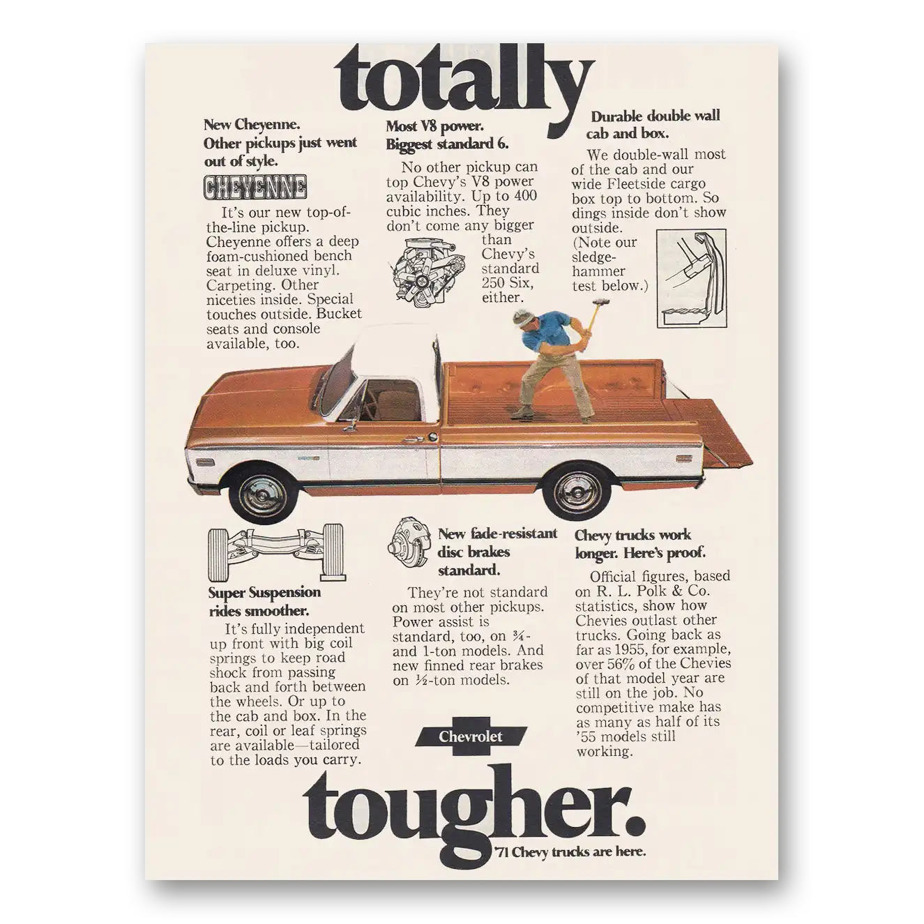 1970 Chevrolet Cheyenne Totally Tougher Vintage Magazine Print Ad