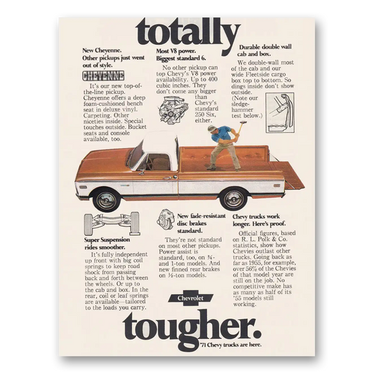 1970 Chevrolet Cheyenne Totally Tougher Vintage Magazine Print Ad