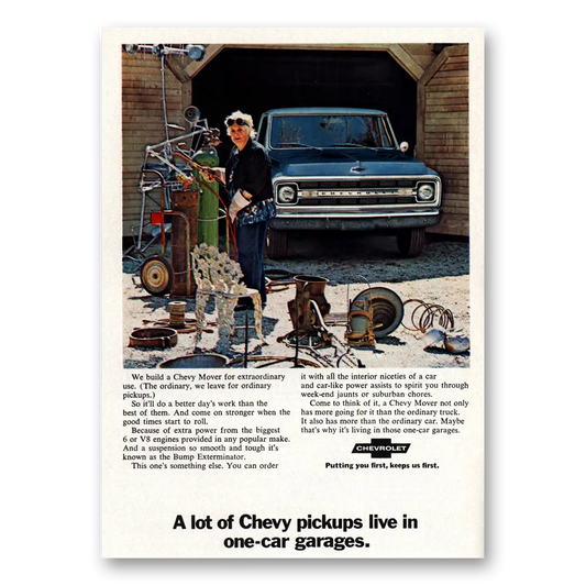 1970 Chevrolet Pickup Live In One Car Garages Vintage Magazine Print Ad