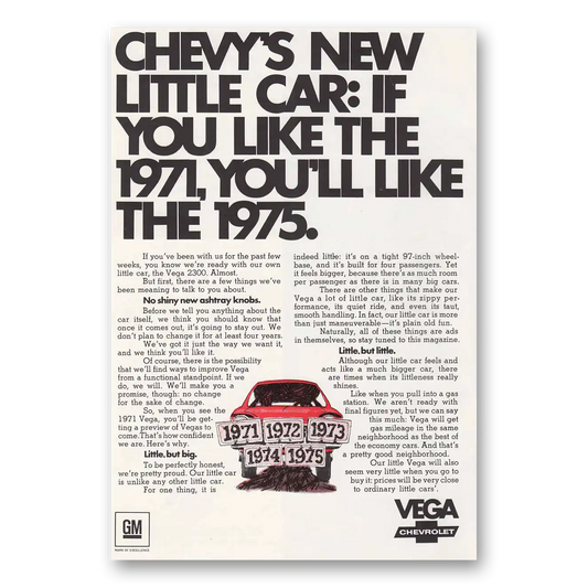 1970 Chevrolet Vega Little Car Vintage Magazine Print Ad