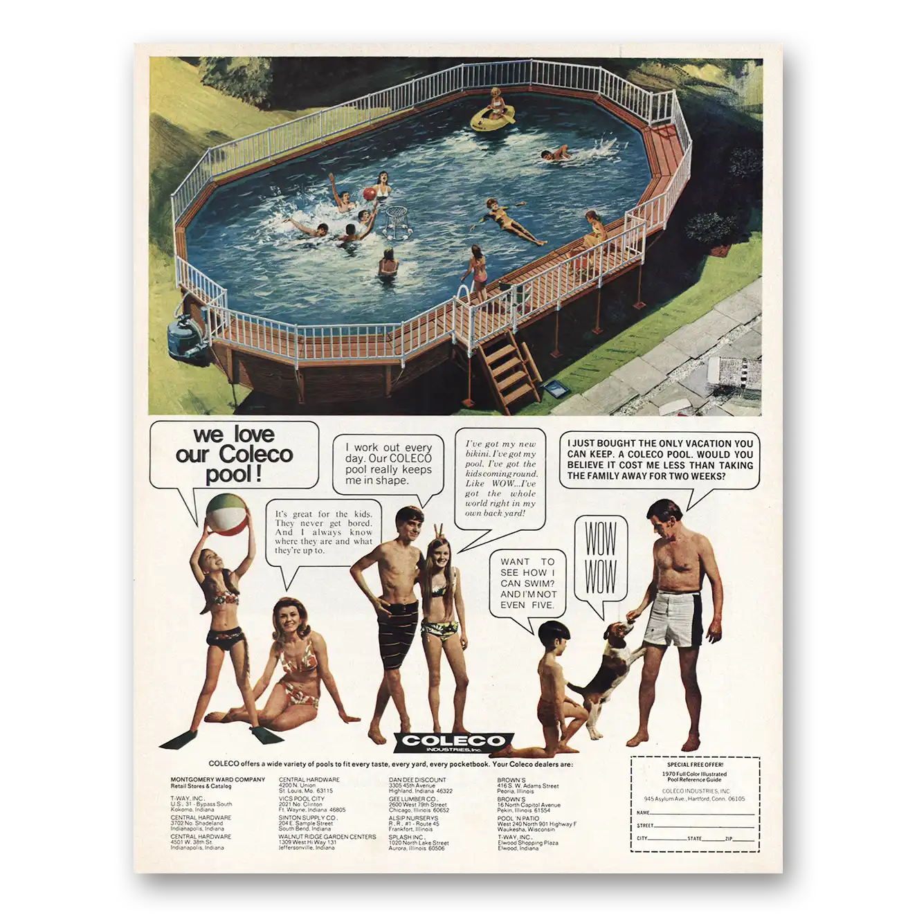 1970 Coleco Swimming Pool We Love Our Coleco Pool Vintage Magazine Print Ad