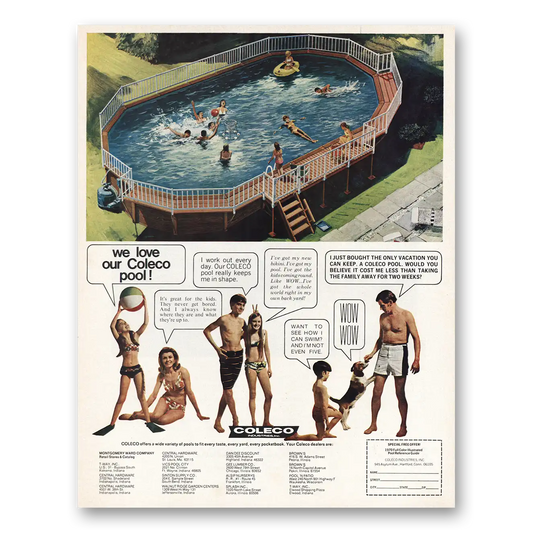 1970 Coleco Swimming Pool We Love Our Coleco Pool Vintage Magazine Print Ad