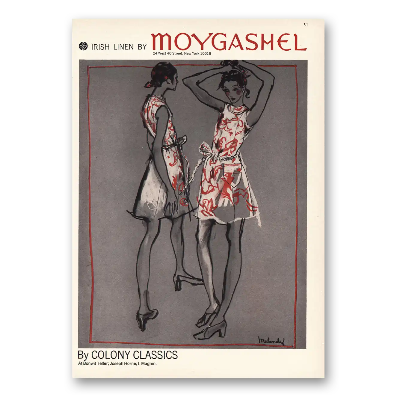 1970 Colony Classics Irish Linen Moygashel Vintage Magazine Print Ad