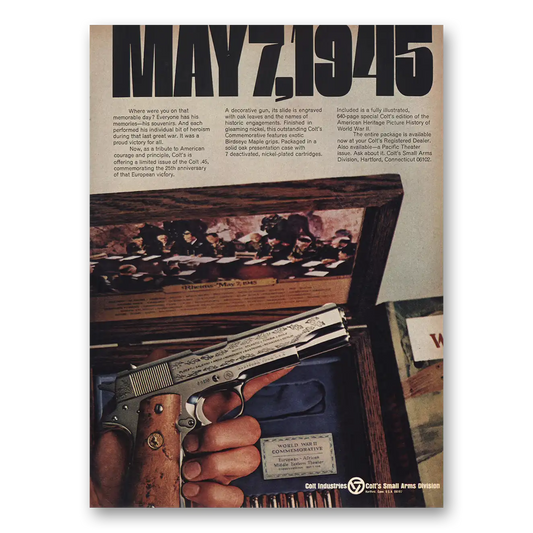 1970 Colt Fire Arms Colt 45 May 7 Memorable Day Vintage Magazine Print Ad