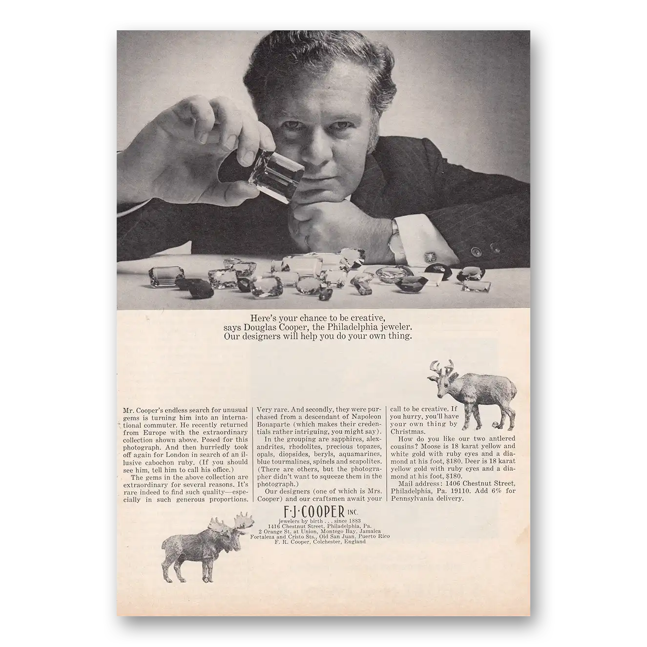 1970 F J Cooper Heres Your Chance to be Creative Vintage Magazine Print Ad