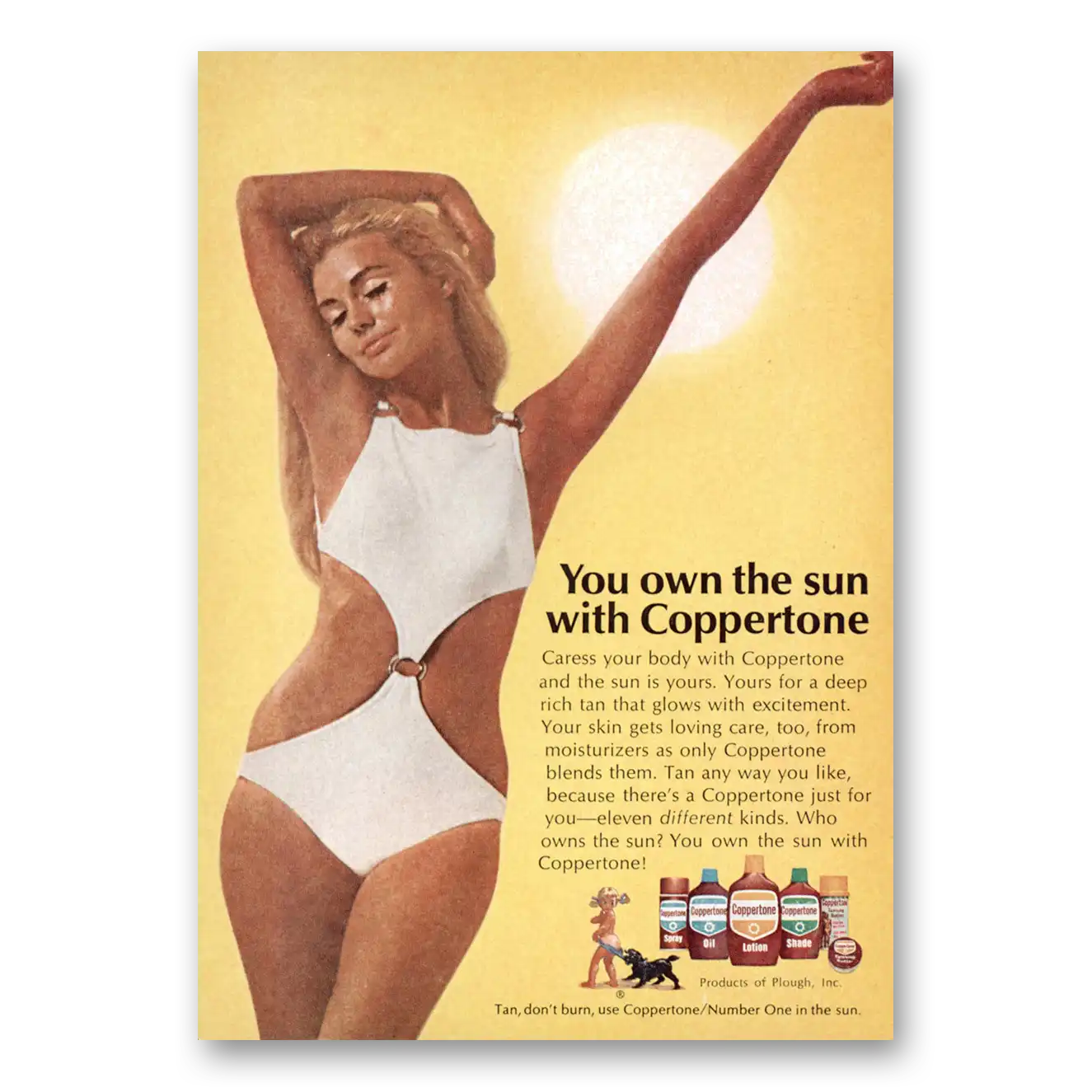 1970 Coppertone You Own the Sun Vintage Magazine Print Ad