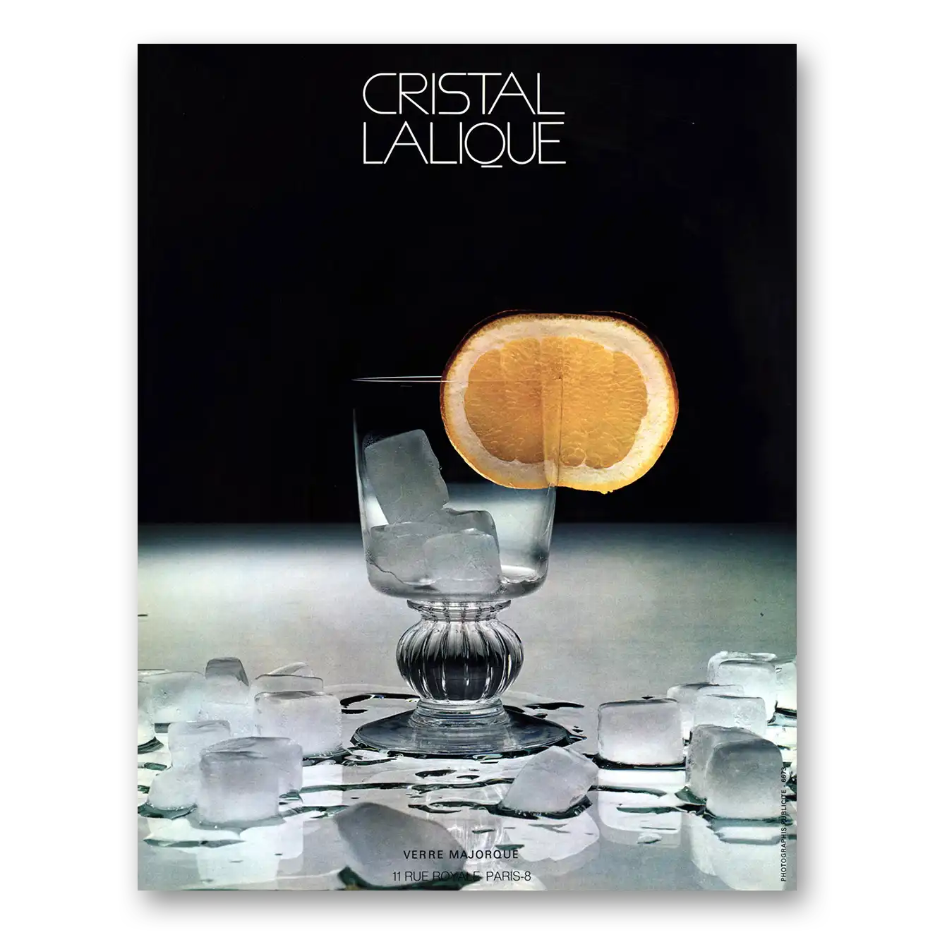 1970 Cristal Lalique Glass Lemon French Vintage Magazine Print Ad