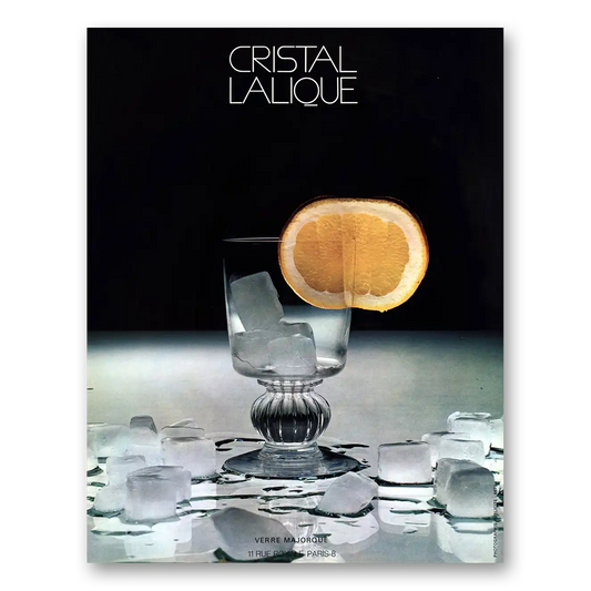 1970 Cristal Lalique Glass Lemon French Vintage Magazine Print Ad