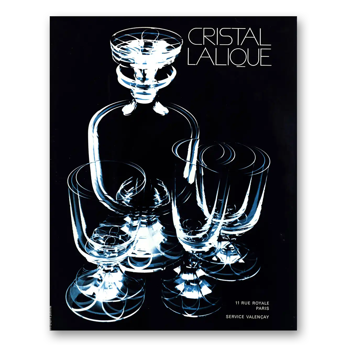 1970 Cristal Lalique Paris French Vintage Magazine Print Ad