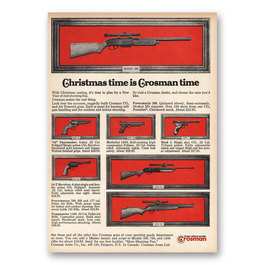 1970 Crosman Guns Christmas Time Is Crosman Time Vintage Magazine Print Ad