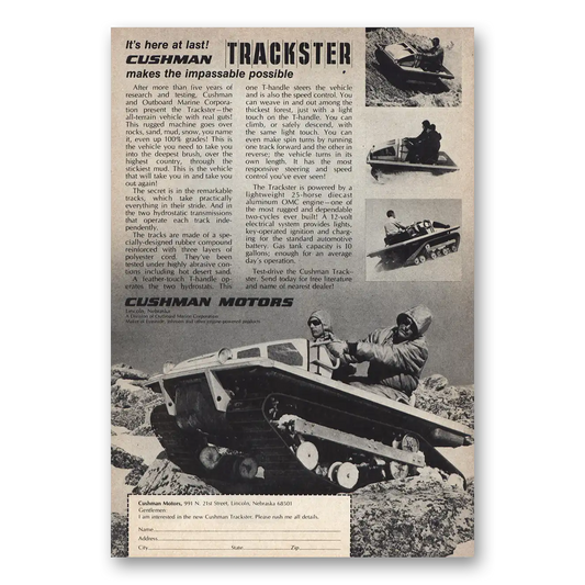 1970 Cushman Trackster Makes the Impassable Possible Vintage Magazine Print Ad