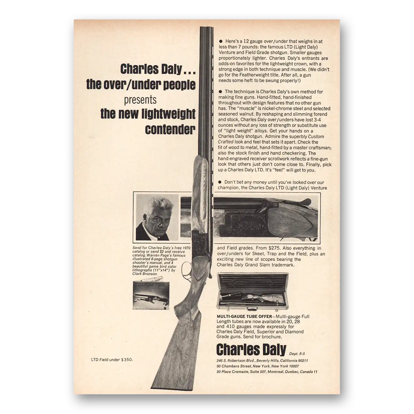 1970 Charles Daly Shotgun Over Under People Vintage Magazine Print Ad