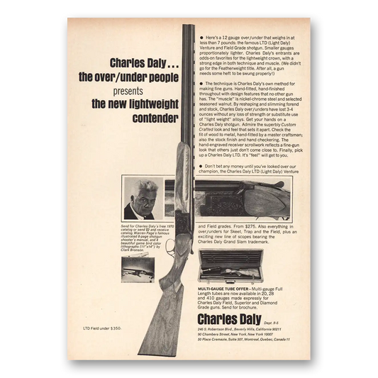 1970 Charles Daly Shotgun Over Under People Vintage Magazine Print Ad