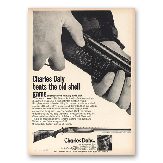 1970 Charles Daly Shotgun Selexor Beats the Old Shell Game Vintage Magazine Print Ad