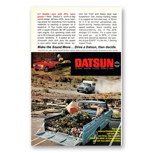 1970 Datsun Trucks Lil Hustler Vintage Magazine Print Ad