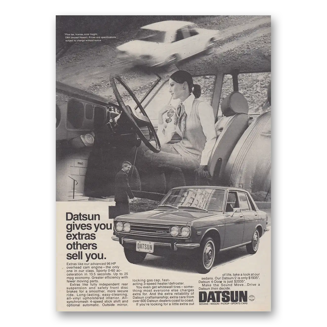 1970 Datsun Gives You Extras Others Sell You Vintage Magazine Print Ad