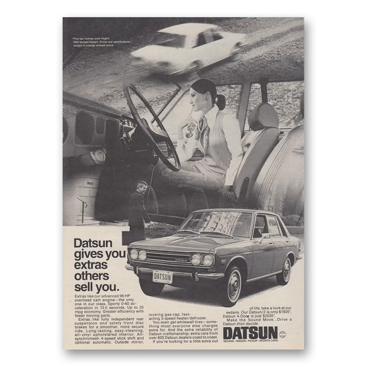 1970 Datsun Gives You Extras Others Sell You Vintage Magazine Print Ad