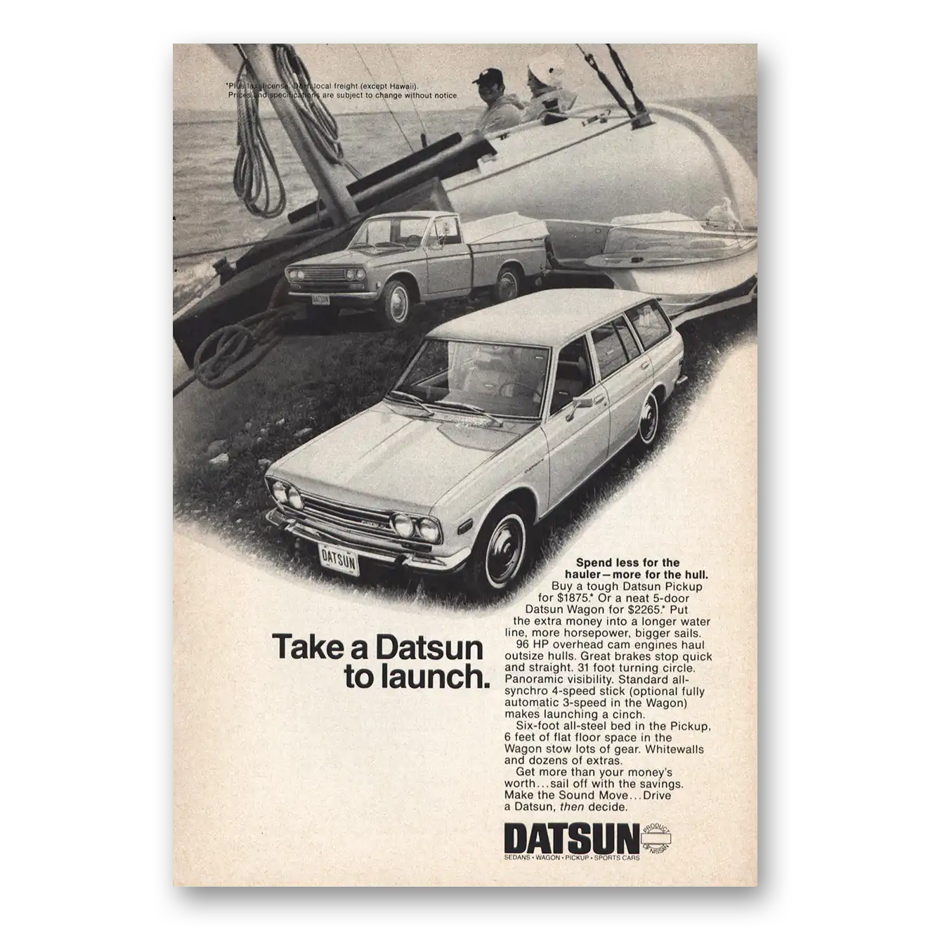 1970 Datsun Take Datsun to Launch Vintage Magazine Print Ad