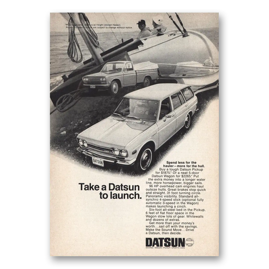 1970 Datsun Take Datsun to Launch Vintage Magazine Print Ad