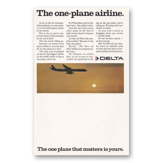 1967 Delta Air Lines One Plane Airline Vintage Magazine Print Ad