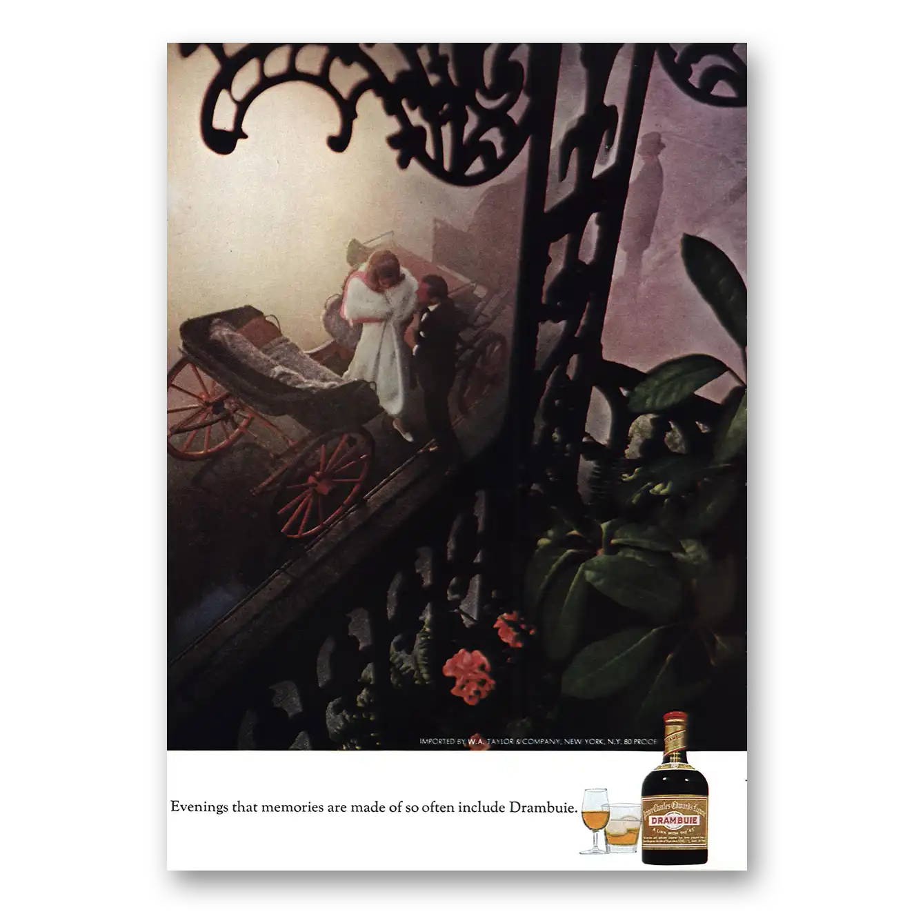 1970 Drambuie Evenings Vintage Magazine Print Ad