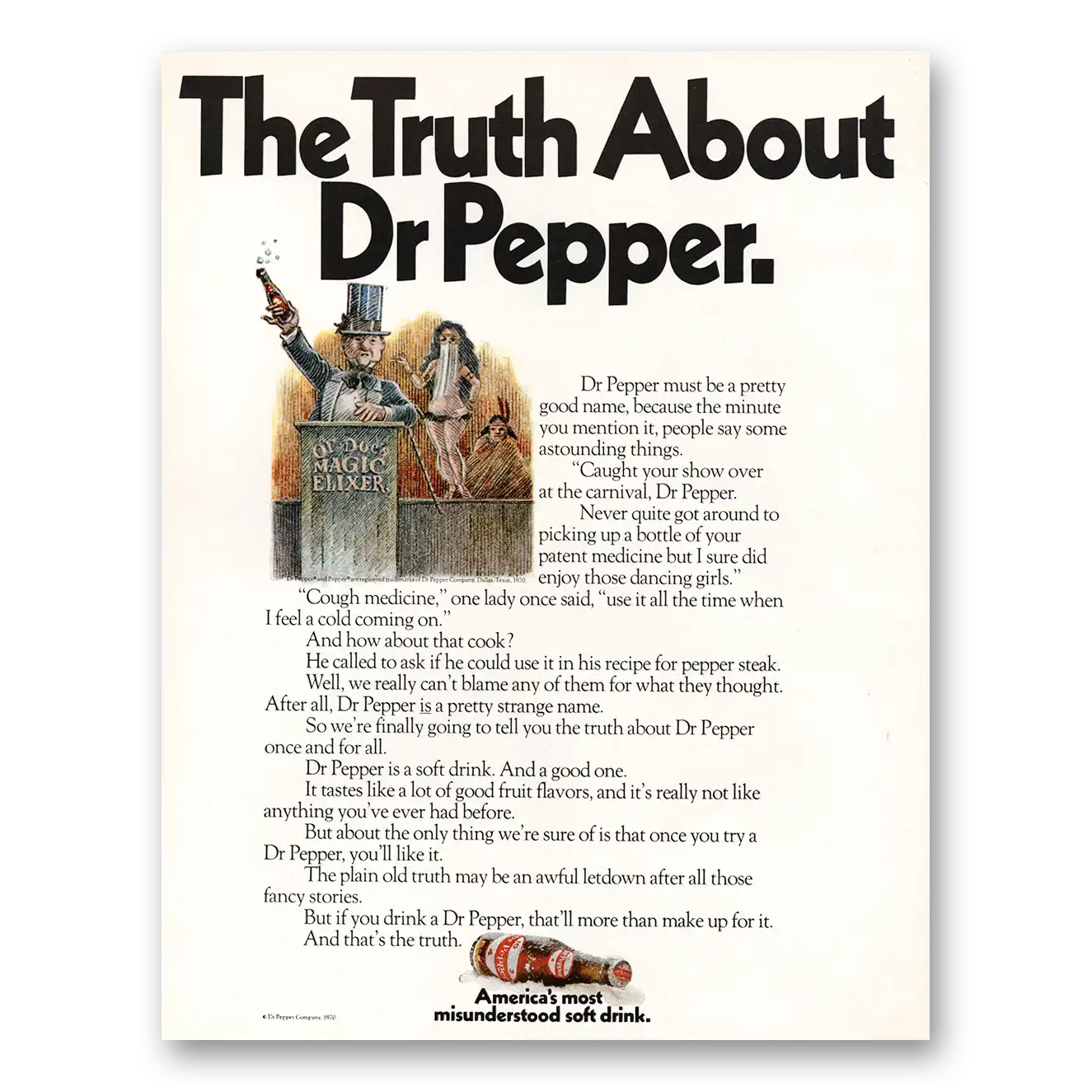 1970 Dr Pepper Truth About Vintage Magazine Print Ad