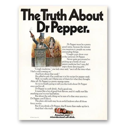 1970 Dr Pepper Truth About Vintage Magazine Print Ad