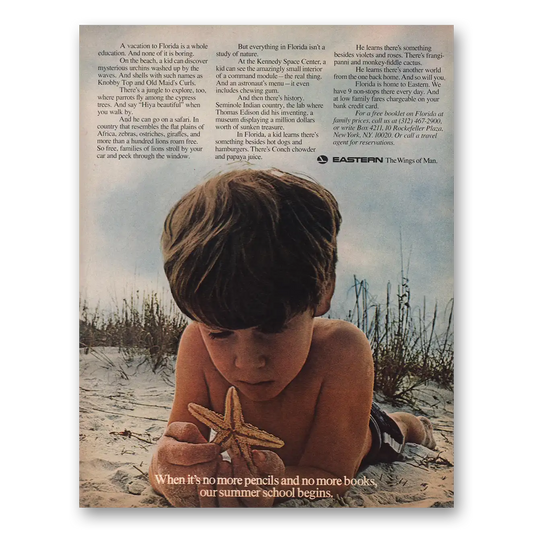 1970 Eastern Airlines No More Pencils and No More Books Florida Vintage Magazine Print Ad