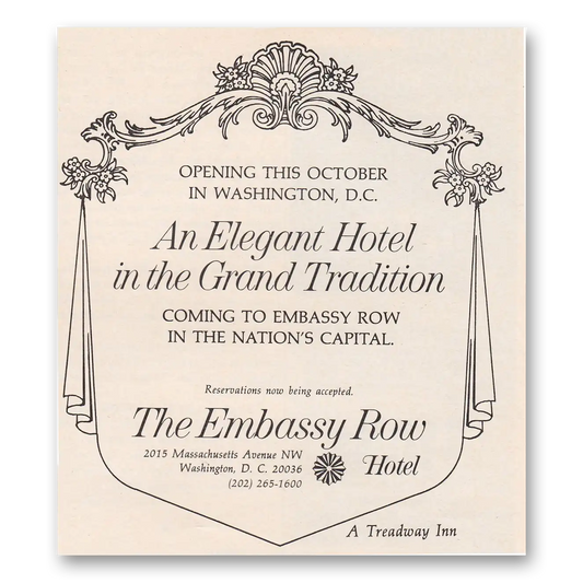 1970 Treadway Inn Embassy Row Hotel Elegant Hotel In the Grand Tradition Vintage Magazine Print Ad