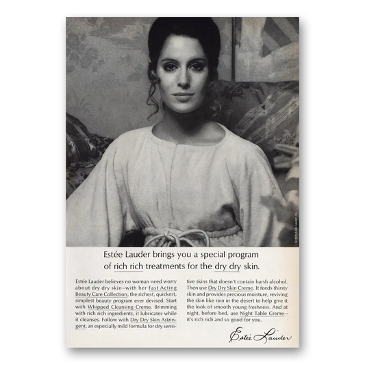 1970 Estee Lauder Rich Treatments for the Dry Skin Vintage Magazine Print Ad